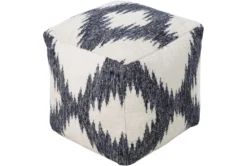 Pouf-Navy Khaki Patterned