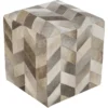 Pouf-Camel Cream Chevron Hair On Hide