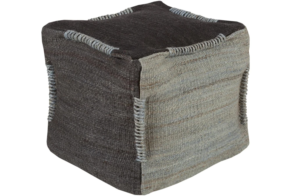 Pouf-Brwon Blue Overstitch 3 Pouf-Brwon Blue Overstitch