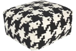 Pouf-Black Cream Houndstooth