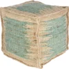 Pouf-Teal Khaki Jute -Furniture Store 262906 fiber signature 01