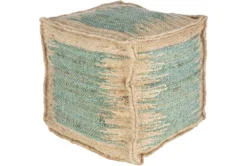 Pouf-Teal Khaki Jute