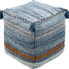 Pouf-Blue Orange Braided Tassels -Furniture Store 262915 fiber signature 01