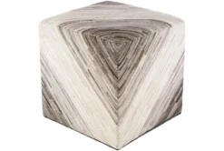 Pouf-Grey White Hair On Hide