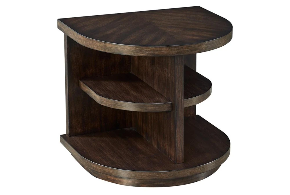 Chocolate Curved Multi Shelf Chairside Table 3 Chocolate Curved Multi Shelf Chairside Table
