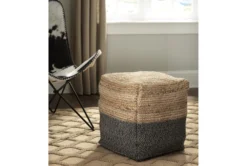 Pouf-Braided Natural/Black -Furniture Store 265659 fabric room 90