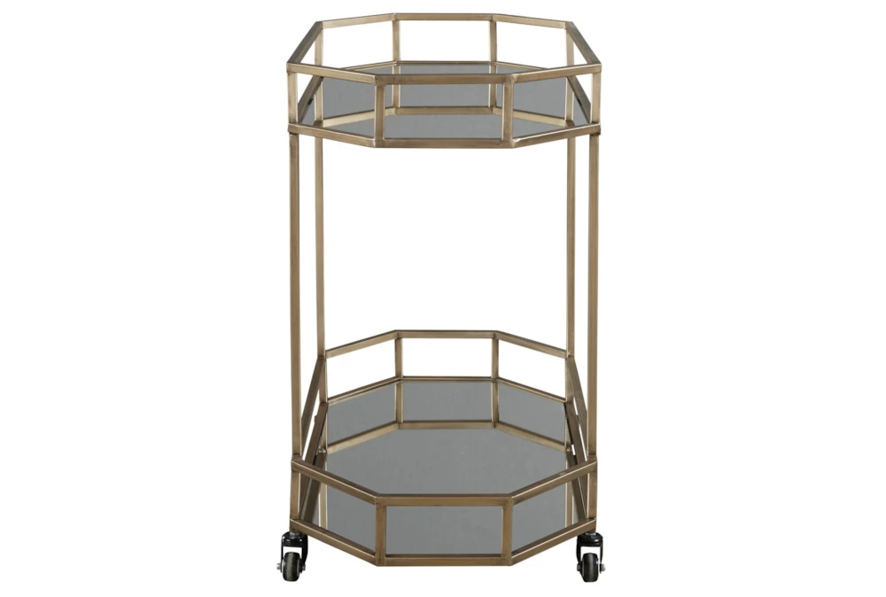 Gold Finish Bar Cart 4 Gold Finish Bar Cart - Image 2
