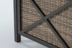 Capri 72" Outdoor Firepit Bar Table With Bar Table And Four Round Barstools -Furniture Store 267628 grey wicker bistropub table detail 43