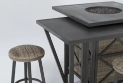 Capri 72" Outdoor Firepit Bar Table With Bar Table And Four Round Barstools -Furniture Store 267628 grey wicker bistropub table detail 44