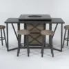 Capri 72" Outdoor Firepit Bar Table With Bar Table And Four Round Barstools -Furniture Store 267628 grey wicker bistropub table signature 01