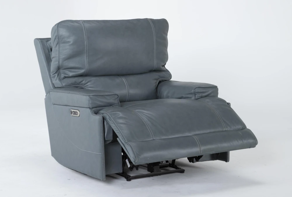 Watkins Blue Leather Power Cordless Recliner With Power Headrest & USB 6 Watkins Blue Leather Power Cordless Recliner With Power Headrest & USB - Image 4