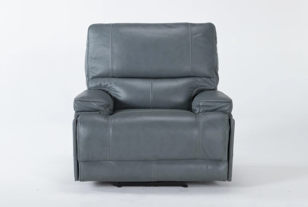 Watkins Blue Leather Power Cordless Recliner With Power Headrest & USB 3 Watkins Blue Leather Power Cordless Recliner With Power Headrest & USB