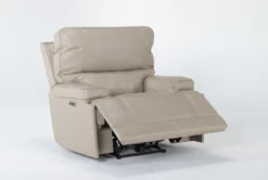 Watkins Linen Leather Power Cordless Recliner With Power Headrest & USB -Furniture Store 268125 recline 23
