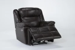 Eckhart Brown Leather Power Recliner With Power Headrest & USB -Furniture Store 268355 recline 23