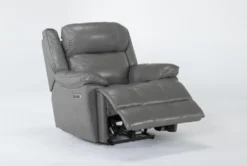 Eckhart Grey Leather Power Recliner With Power Headrest & USB -Furniture Store 268356 recline 23