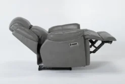 Eckhart Grey Leather Power Recliner With Power Headrest & USB -Furniture Store 268356 recline 24