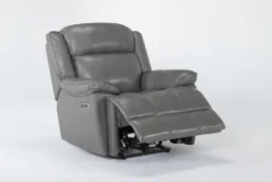 Eckhart Grey Leather Power Recliner With Power Headrest & USB -Furniture Store 268356 side 19