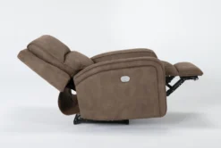 Palmer Brown Power Recliner With Power Headrest & USB -Furniture Store 268373 brown polyester recliner recline 23