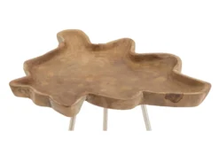 Teak Root And Metal Tray Accent Table -Furniture Store 269928 brown wood accent table front 03