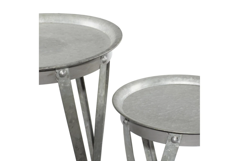 Galvanized Metal Pedestal Accent Table-Set Of 2 8 Galvanized Metal Pedestal Accent Table-Set Of 2 - Image 6