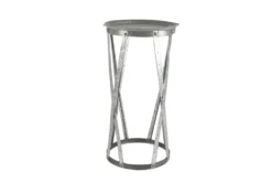 Galvanized Metal Pedestal Accent Table-Set Of 2 11 Galvanized Metal Pedestal Accent Table-Set Of 2 -Furniture Store 269944 grey metal accent table front 02
