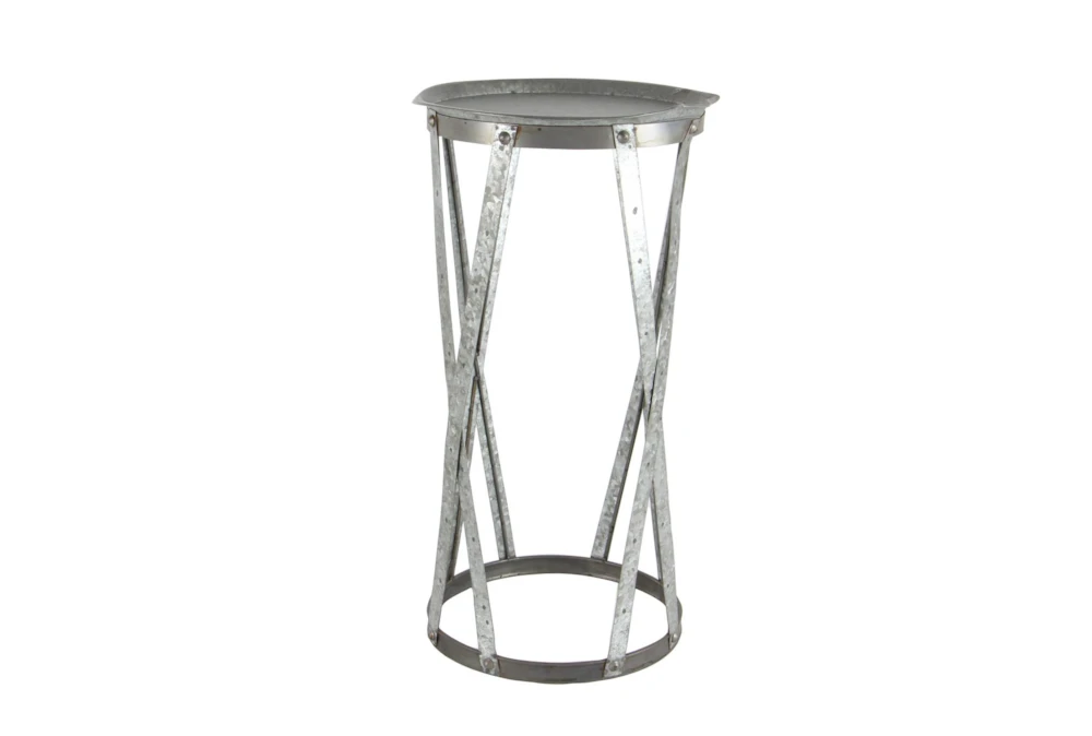 Galvanized Metal Pedestal Accent Table-Set Of 2 5 Galvanized Metal Pedestal Accent Table-Set Of 2 - Image 3