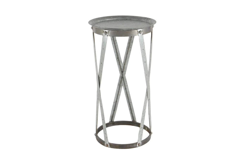 Galvanized Metal Pedestal Accent Table-Set Of 2 4 Galvanized Metal Pedestal Accent Table-Set Of 2 - Image 2