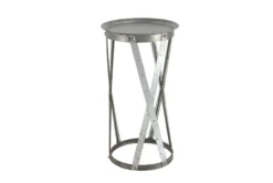 Galvanized Metal Pedestal Accent Table-Set Of 2 15 Galvanized Metal Pedestal Accent Table-Set Of 2 -Furniture Store 269944 grey metal accent table material 76