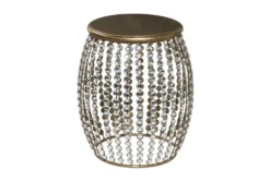 16" Silver Bead And Wood Accent Table -Furniture Store 270295 silver metal accent table material 76