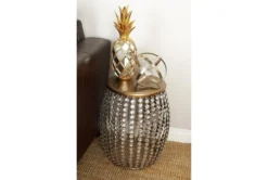 16" Silver Bead And Wood Accent Table -Furniture Store 270295 silver metal accent table room 85