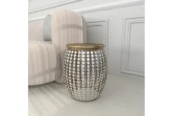 16" Silver Bead And Wood Accent Table -Furniture Store 270295 silver metal accent table room 90