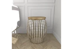 16" Silver Bead And Wood Accent Table -Furniture Store 270295 silver metal accent table room 92