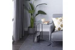 Metal And Glass C Table With Magazine Rack -Furniture Store 270335 brown wood accent table room 86