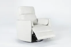 Rayna Ivory Leather Power Swivel Gider Recliner With Built-In Battery & USB 11 Rayna Ivory Leather Power Swivel Gider Recliner With Built-In Battery & USB -Furniture Store 270931 beige leather swivel glider side 19