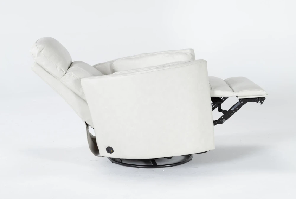 Rayna Ivory Leather Power Swivel Gider Recliner With Built-In Battery & USB 6 Rayna Ivory Leather Power Swivel Gider Recliner With Built-In Battery & USB - Image 4