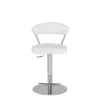 White Faux Leather And Chrome Curved Back 30" Adjustable Swivel Stool 2 White Faux Leather And Chrome Curved Back 30" Adjustable Swivel Stool -Furniture Store 271532 white leather bar stool signature 01