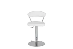 White Faux Leather And Chrome Curved Back 30" Adjustable Swivel Stool