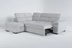 Dante 104" 3 Piece Convertible Sleeper Sectional With Left Arm Facing Storage Chaise -Furniture Store 271731 grey fabric sectional side 18