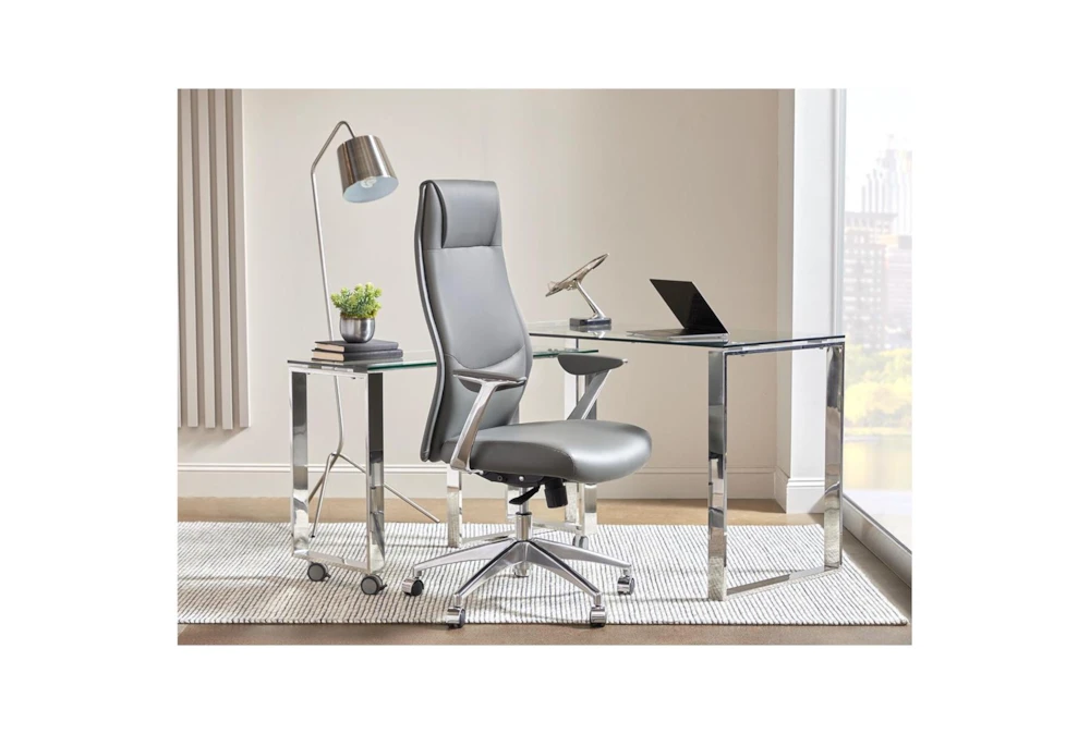 Karlstad Grey Faux Leather High Back Desk Chair 6 Karlstad Grey Faux Leather High Back Desk Chair - Image 4