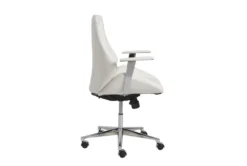 Viborg White Faux Leather And Chrome Low Back Desk Chair -Furniture Store 271903 white leather office chair detail 45