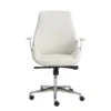 Viborg White Faux Leather And Chrome Low Back Desk Chair -Furniture Store 271903 white leather office chair signature 01