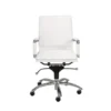 Skagen White Faux Leather And Chrome Low Back Desk Chair -Furniture Store 271925 white leather office chair signature 01