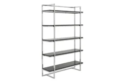 Carlsbad Black And Chrome 62" Bookcase -Furniture Store 272013 black wood bookcase detail 47