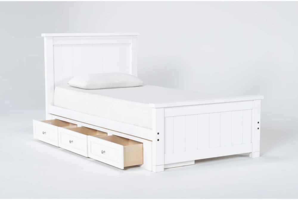 Mateo White Twin Panel Bed With Single 3 Drawer Storage Unit 4 Mateo White Twin Panel Bed With Single 3 Drawer Storage Unit - Image 2