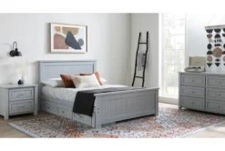 Mateo Grey Full Panel Bed With Single 3 Drawer Storage Unit -Furniture Store 274813 grey mdf bed room 47