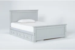 Mateo Grey Full Panel Bed With Single 3 Drawer Storage Unit -Furniture Store 274813 grey mdf bed side 18