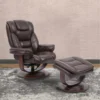 Farley Brown Leather Manual Reclining Swivel Chair And Ottoman -Furniture Store 276044 brown leather recliner signature 01