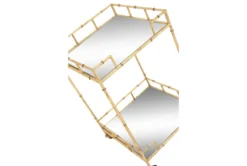 30" Gold + Mirror Bamboo Detail Square Bar Cart -Furniture Store 276401 gold multi media bar cart detail 44