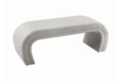 Isla Light Grey Velvet Bench -Furniture Store 276596 grey fabric bench front 02
