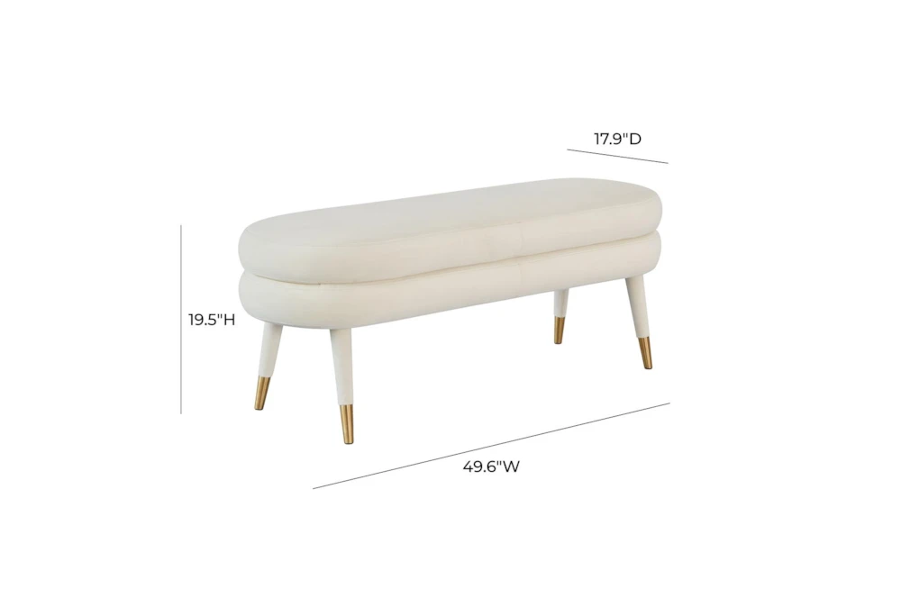 Brigitte Cream Velvet Bench 4 Brigitte Cream Velvet Bench - Image 2